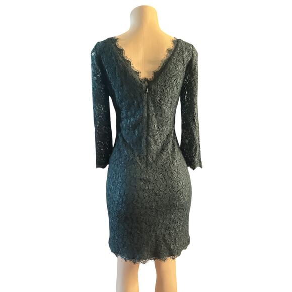 Women 8 Aritzia Babaton Rafael Sheath Emerald Green Lace Overlay Dress - Picture 4 of 6